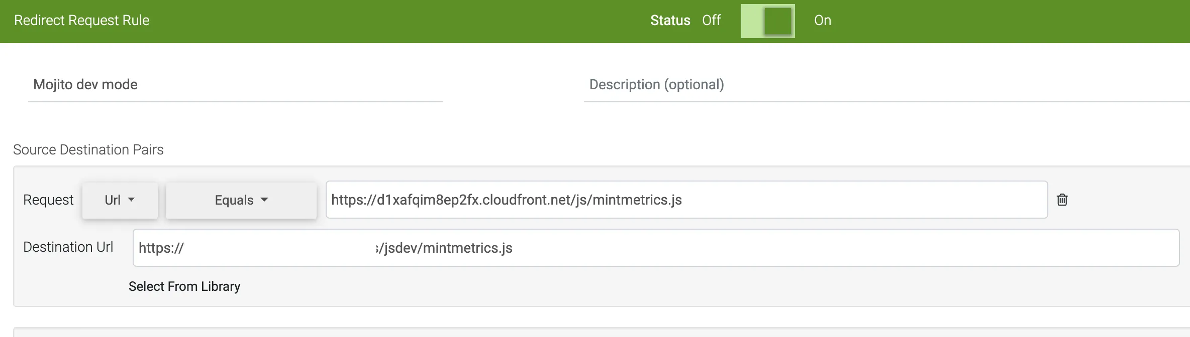 Requestly switches out JS scripts on the fly - enter your URLs in a redirect request rule