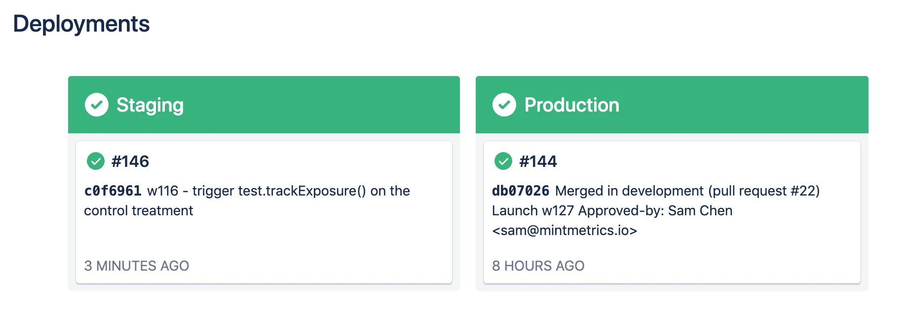 Know what code is running in each environment