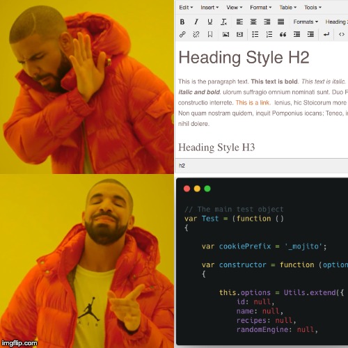 drake meme choose IDE