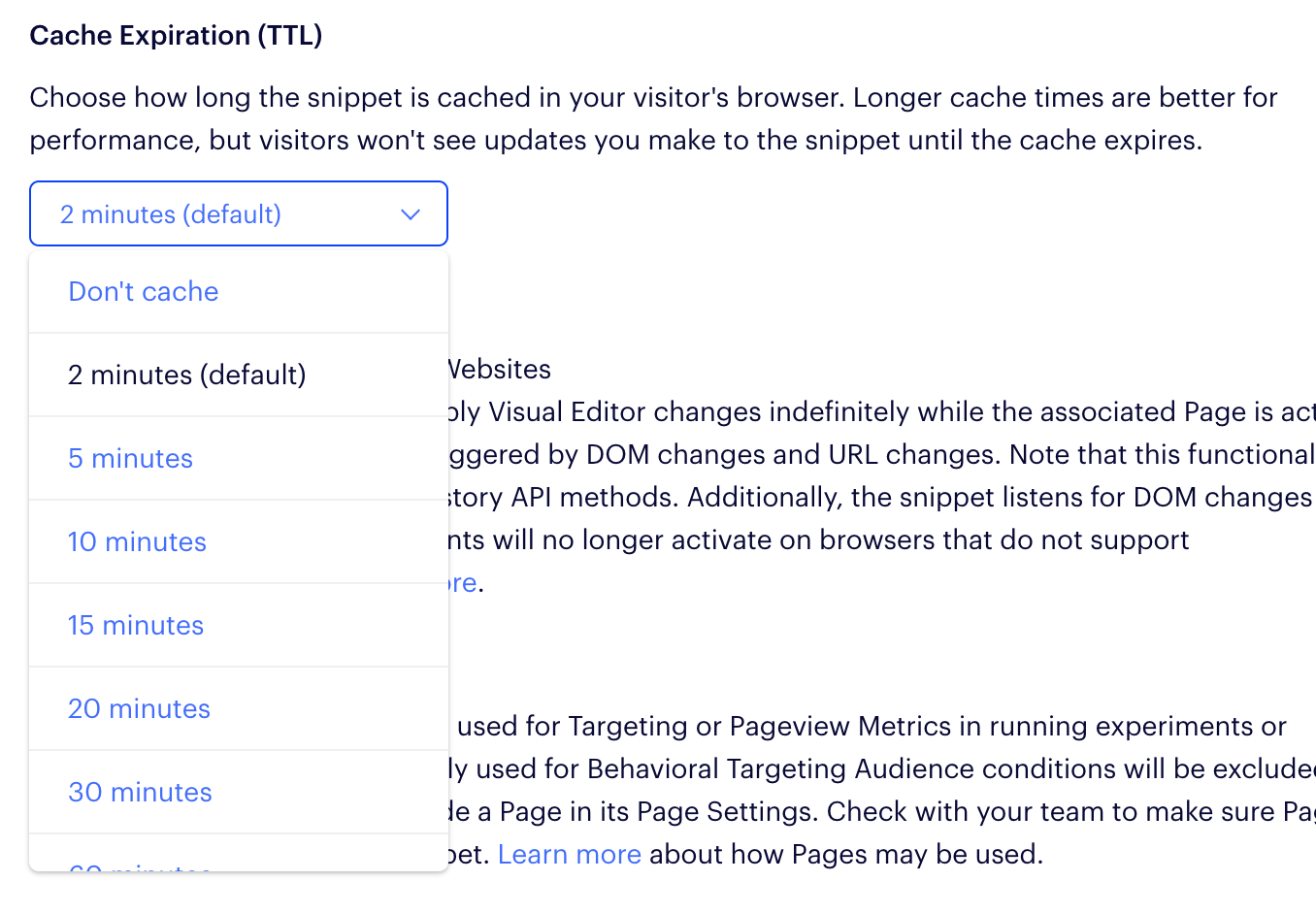 Set your split testing tool&#39;s cache expiration appropriately