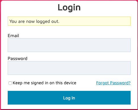 web interface login screen